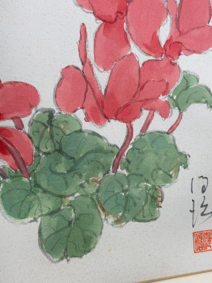 SHP310 - Shikishi artwork of cyclamen flowers シクラメン
