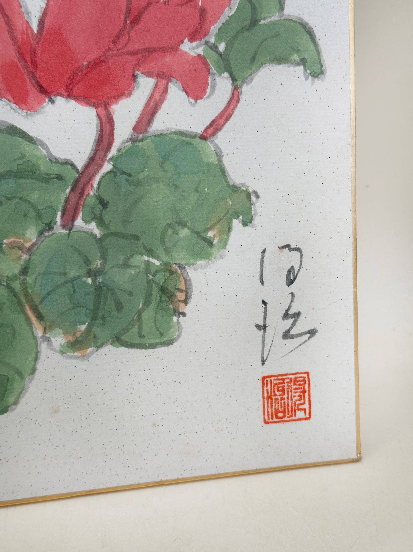 SHP310 - Shikishi artwork of cyclamen flowers シクラメン