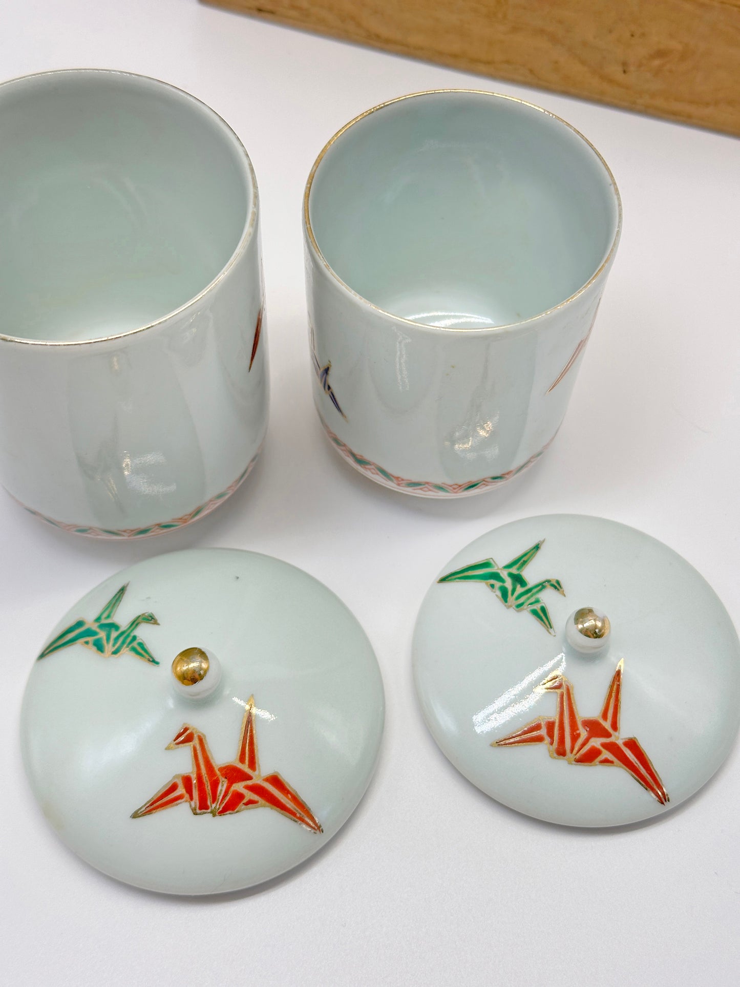 TB36 - Kutani-yaki yunomi tea cups with lids 九谷焼
