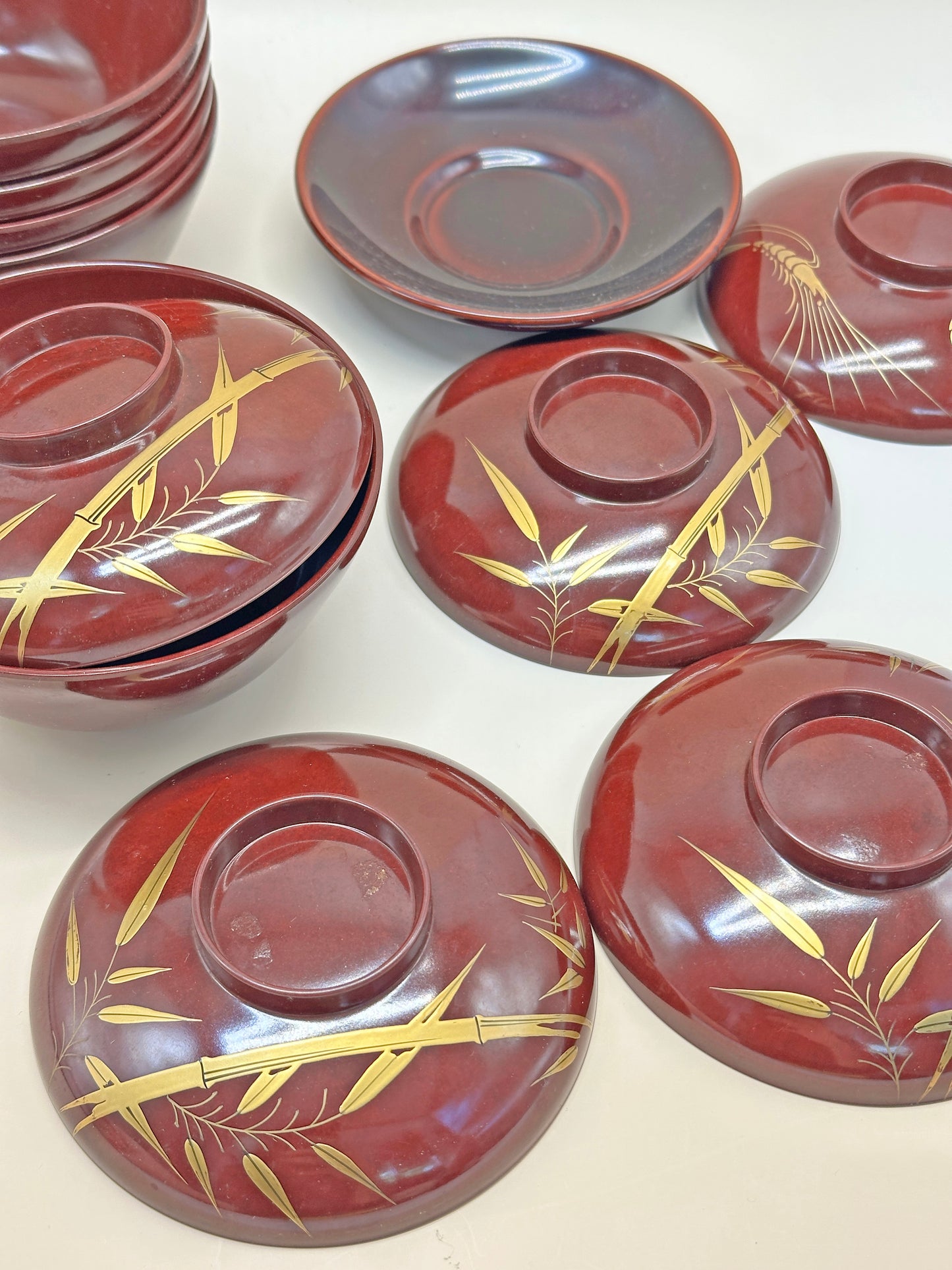 TB63 - Japanese Lacquerware Bowl Set - Aizu-nuri 会津塗