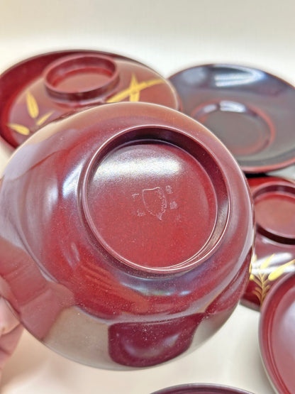 TB63 - Japanese Lacquerware Bowl Set - Aizu-nuri 会津塗