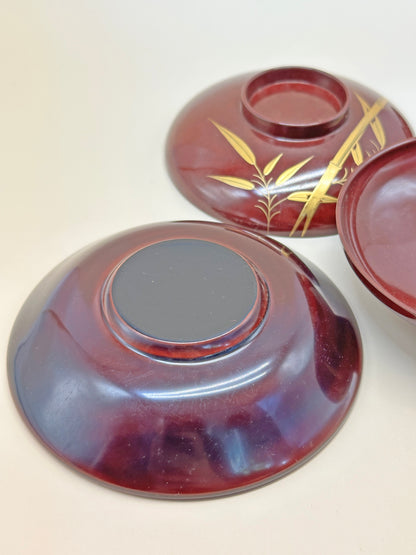 TB63 - Japanese Lacquerware Bowl Set - Aizu-nuri 会津塗