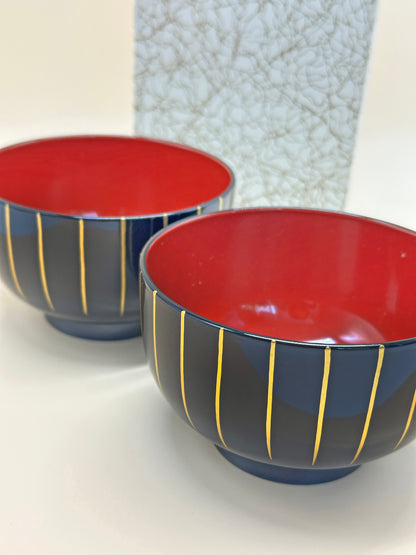 TB42 - Japanese lacquerware bowls Aizu-nuri 会津塗り