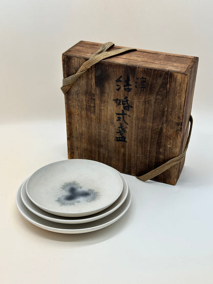 TB54 - Wabi-Sabi Ceramic Plate Set with Wooden Box