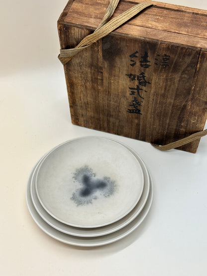 TB54 - Wabi-Sabi Ceramic Plate Set with Wooden Box