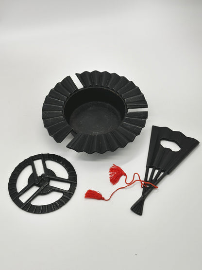 TB49 - Japanese Cast Iron Ashtray & Bottle Opener Set 南部鉄器