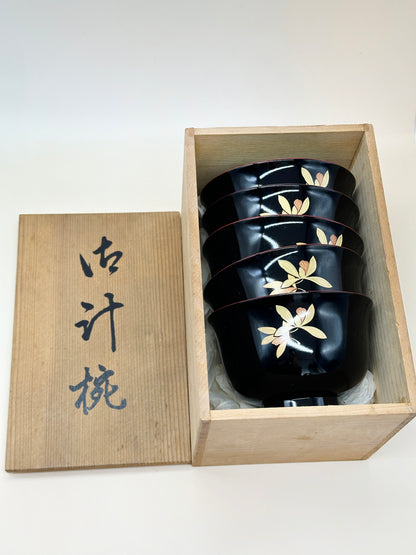 TB47 - Japanese Lacquerware Wooden Bowls