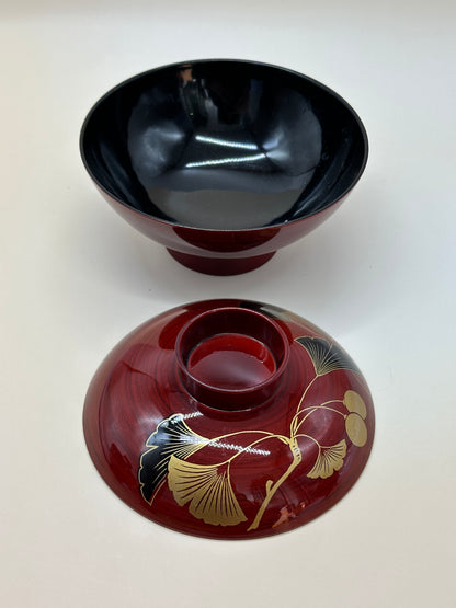 TB69 - Japanese Lacquer style bowls with Lids - Ginkgo