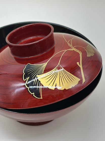 TB69 - Japanese Lacquer style bowls with Lids - Ginkgo