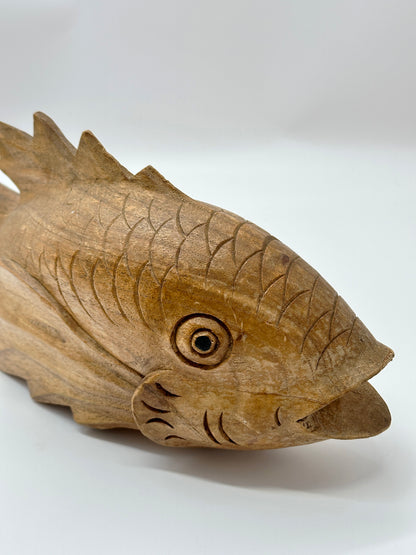 FT230 - Japanese Ittobori koi fish Wood Carve 一木彫りの鯉