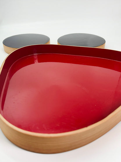 TB460 - Magewappa Lacquered Serving Tray Set 曲げわっぱ