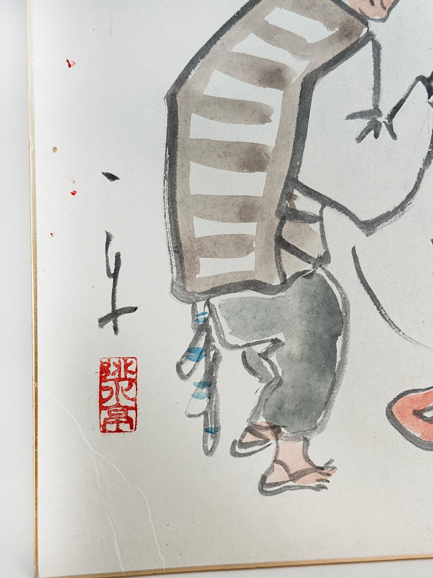 SHP253 - Shikishi Artwork of saru-mawashi 猿回し