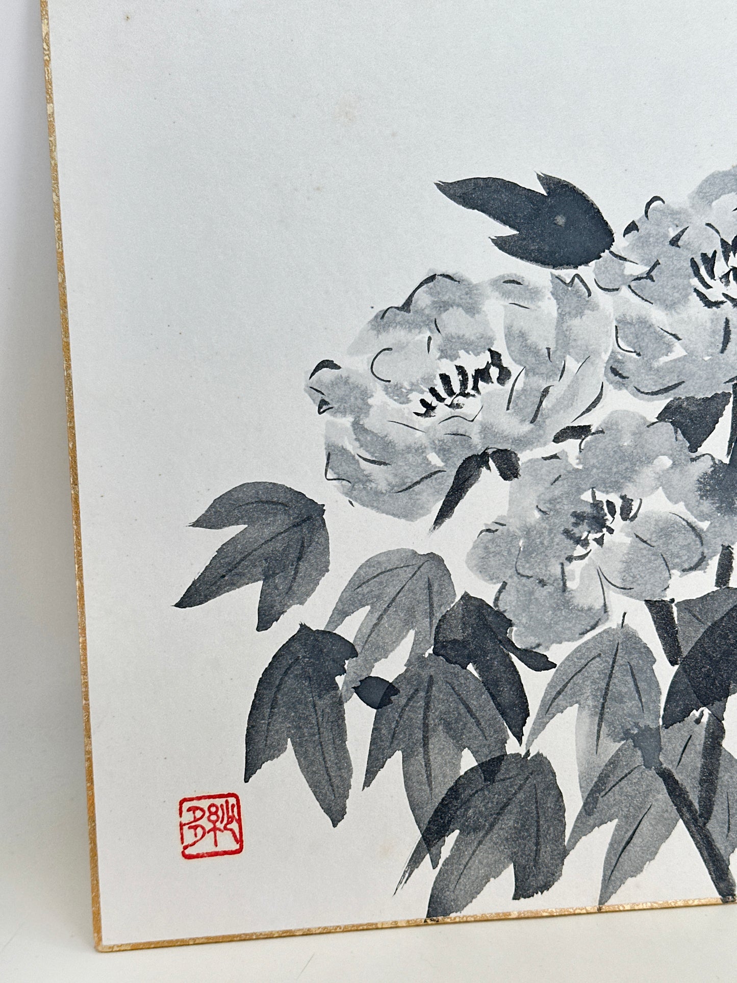 SHP255 - Shikishi Ink artwork of Peony 牡丹