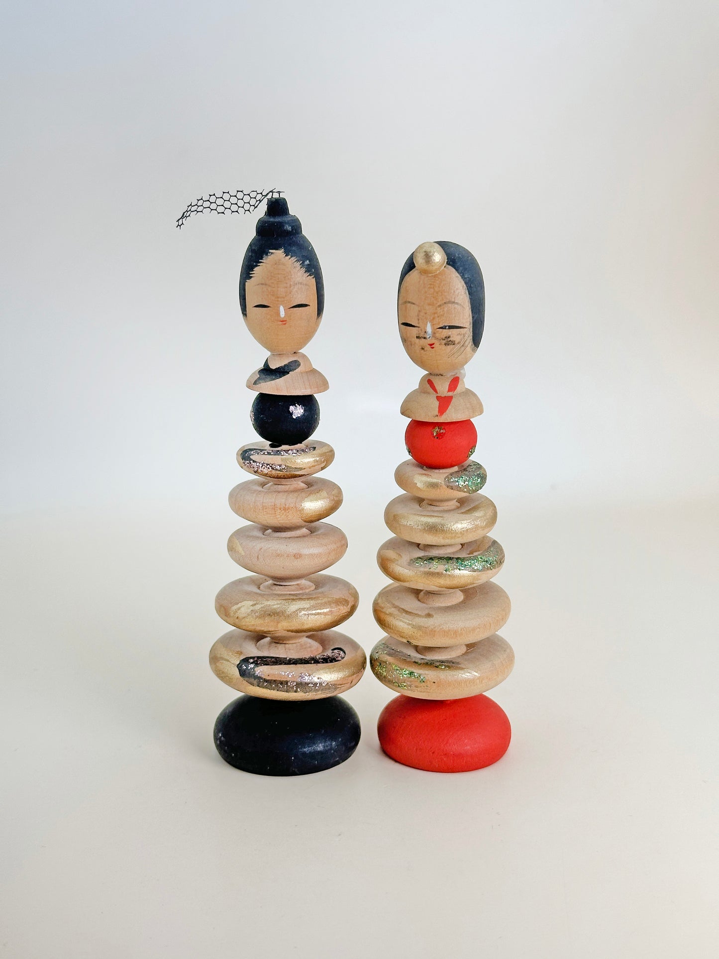 K10141 - Pair of Sōsaku Kokeshi - Hyakumantō 百万塔