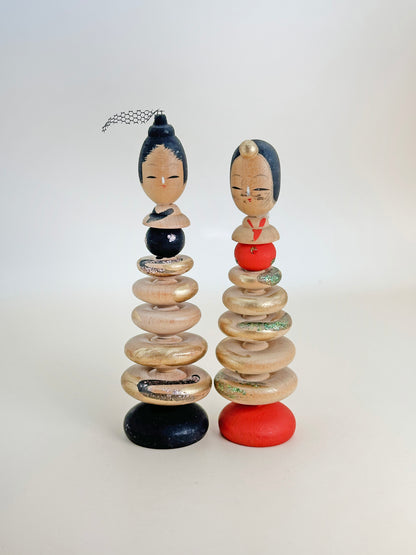 K10141 - Pair of Sōsaku Kokeshi - Hyakumantō 百万塔