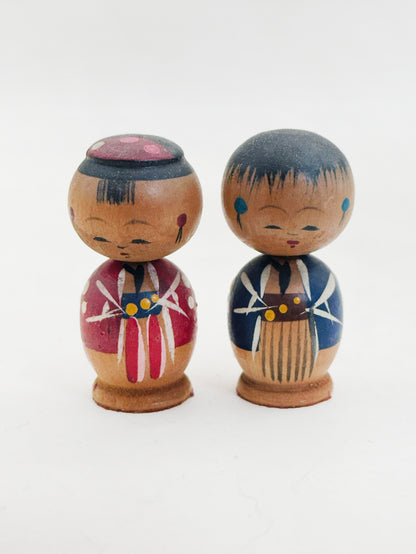 K05087 -  Miniature Donko Kokeshi Pair from Tōhoku 東北