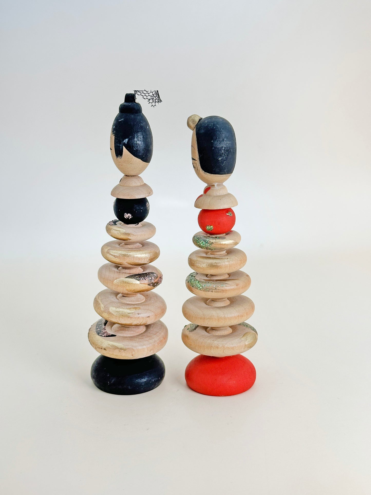 K10141 - Pair of Sōsaku Kokeshi - Hyakumantō 百万塔