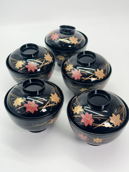 TB463 - Aizu-nuri Lacquerware Lidded Bowls 会津塗