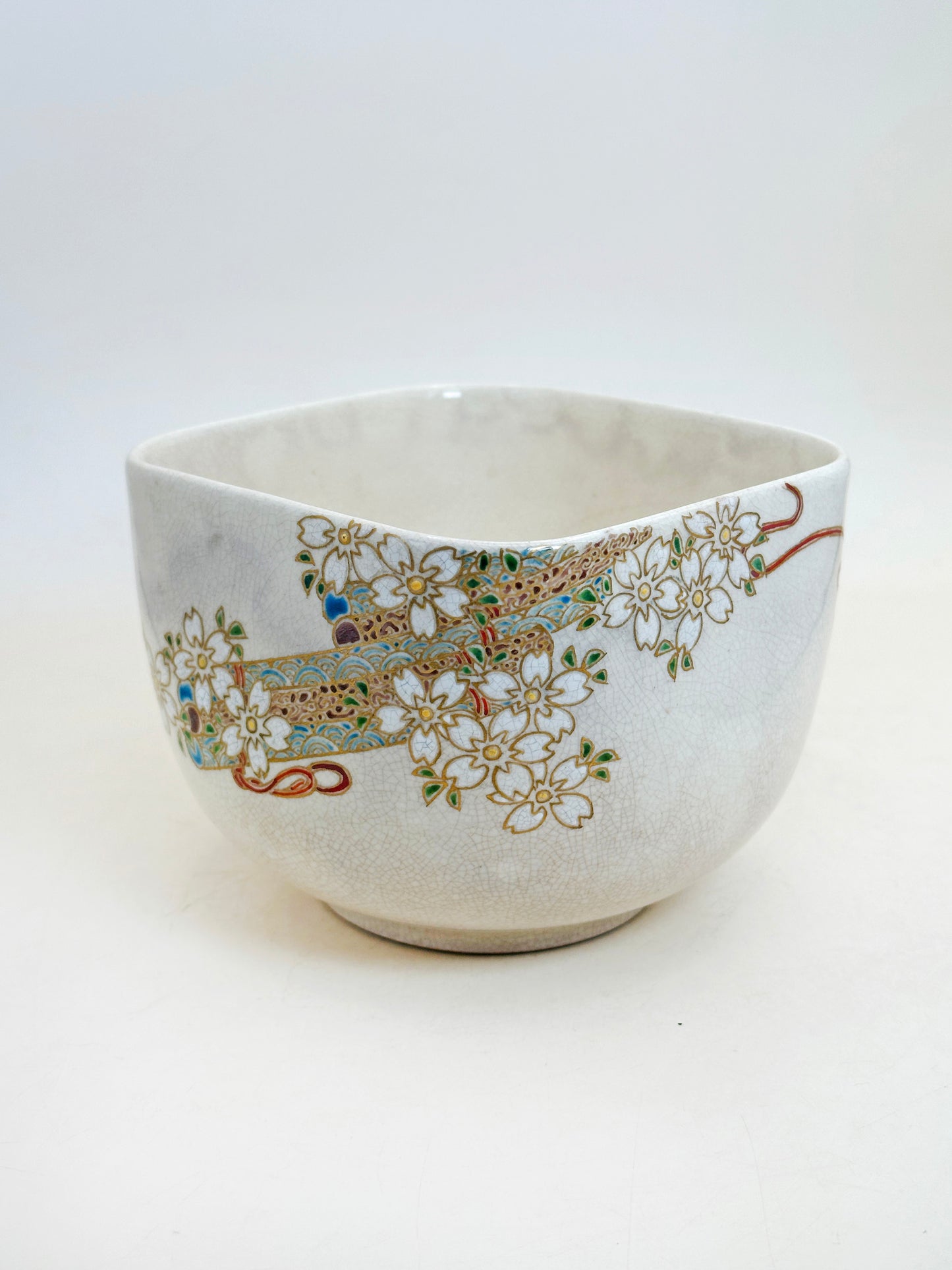 TC109 - Kyō-yaki Square Chawan Matcha Bowl 京焼