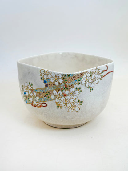 TC109 - Kyō-yaki Square Chawan Matcha Bowl 京焼
