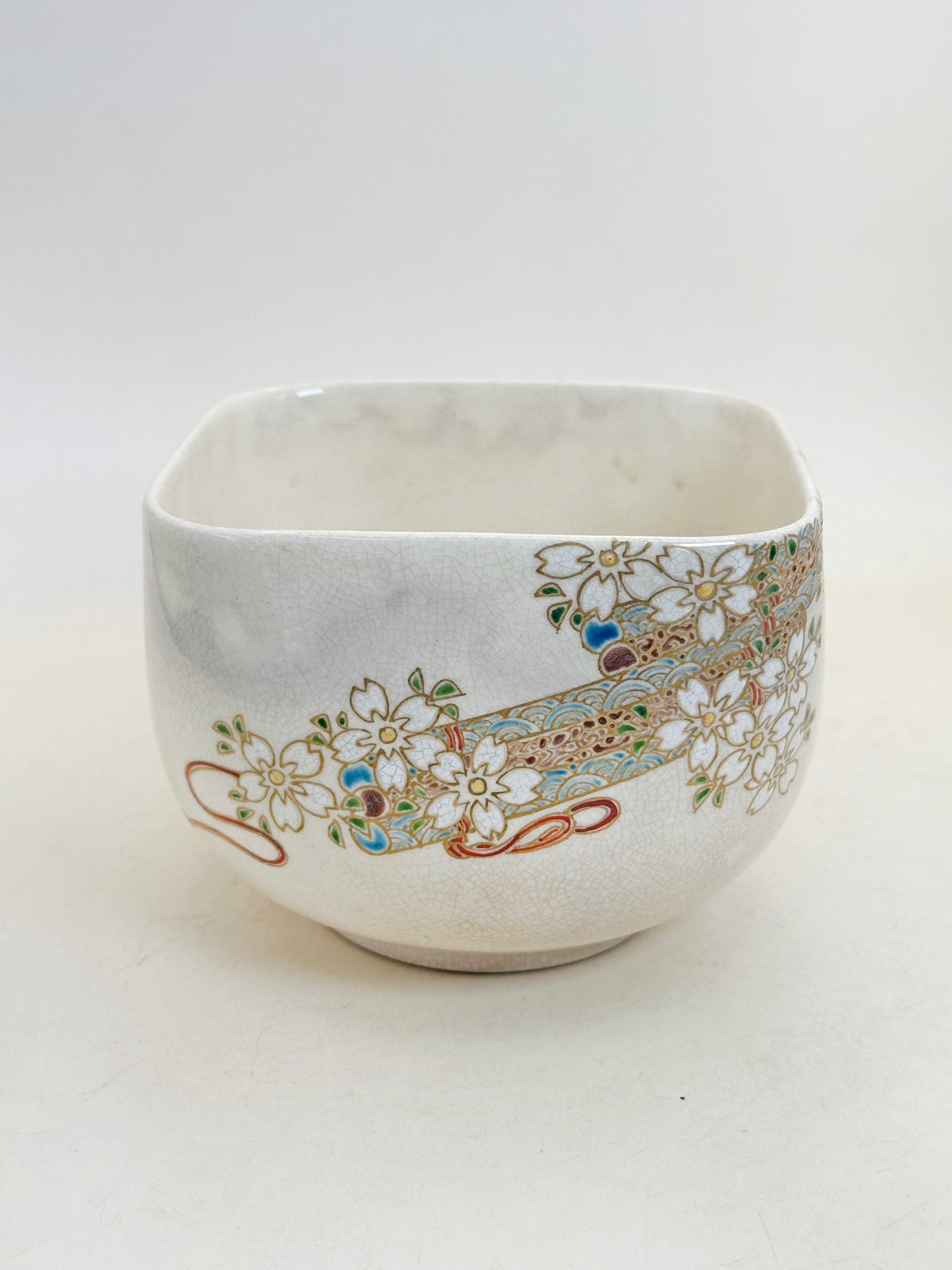 TC109 - Kyō-yaki Square Chawan Matcha Bowl 京焼