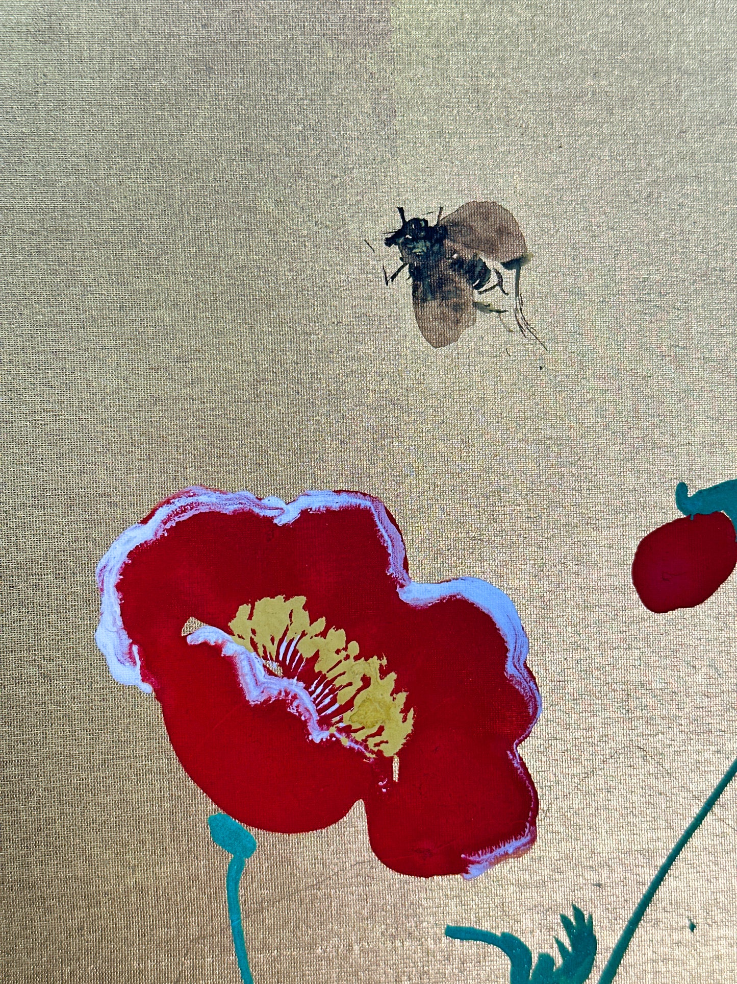 SHP263 - Hand Painted Shikishi of Poppies 芥子図