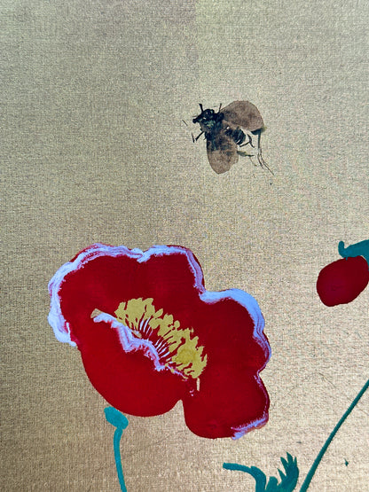 SHP263 - Hand Painted Shikishi of Poppies 芥子図