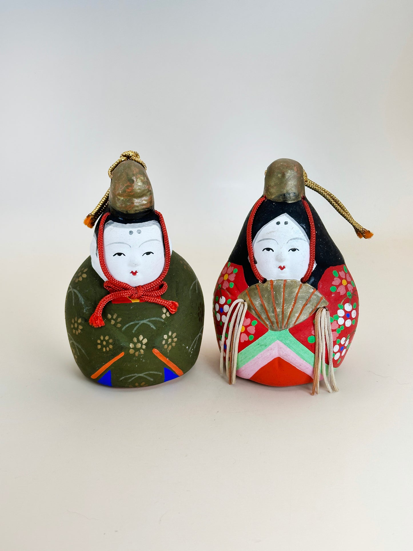 CB090 - Hina Doll Pair Clay Bells by Harada Hanzō 原田半蔵