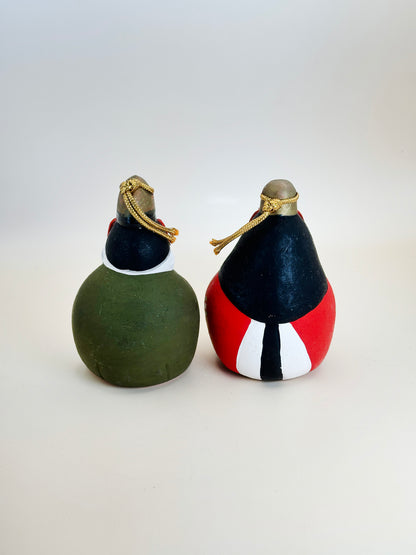 CB090 - Hina Doll Pair Clay Bells by Harada Hanzō 原田半蔵