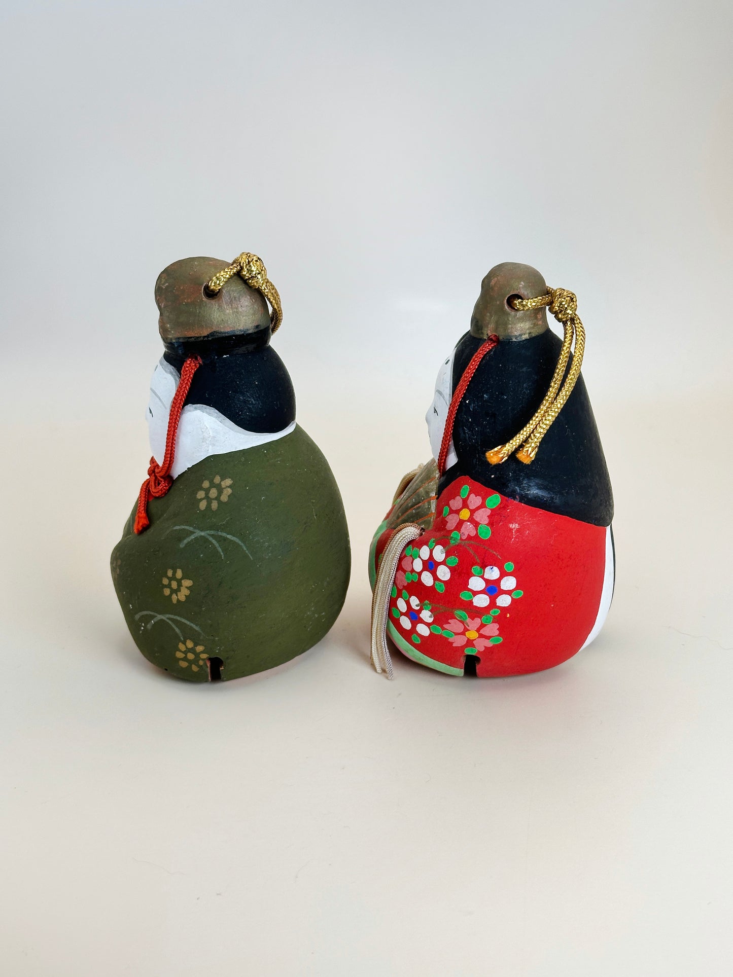 CB090 - Hina Doll Pair Clay Bells by Harada Hanzō 原田半蔵