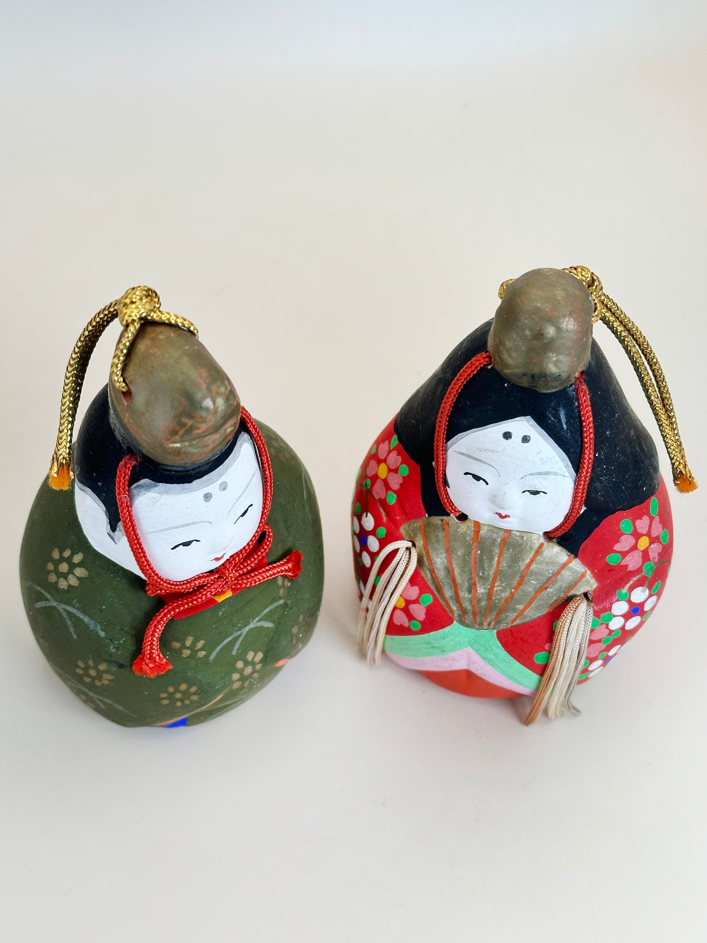 CB090 - Hina Doll Pair Clay Bells by Harada Hanzō 原田半蔵
