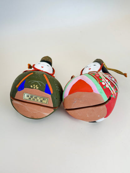 CB090 - Hina Doll Pair Clay Bells by Harada Hanzō 原田半蔵