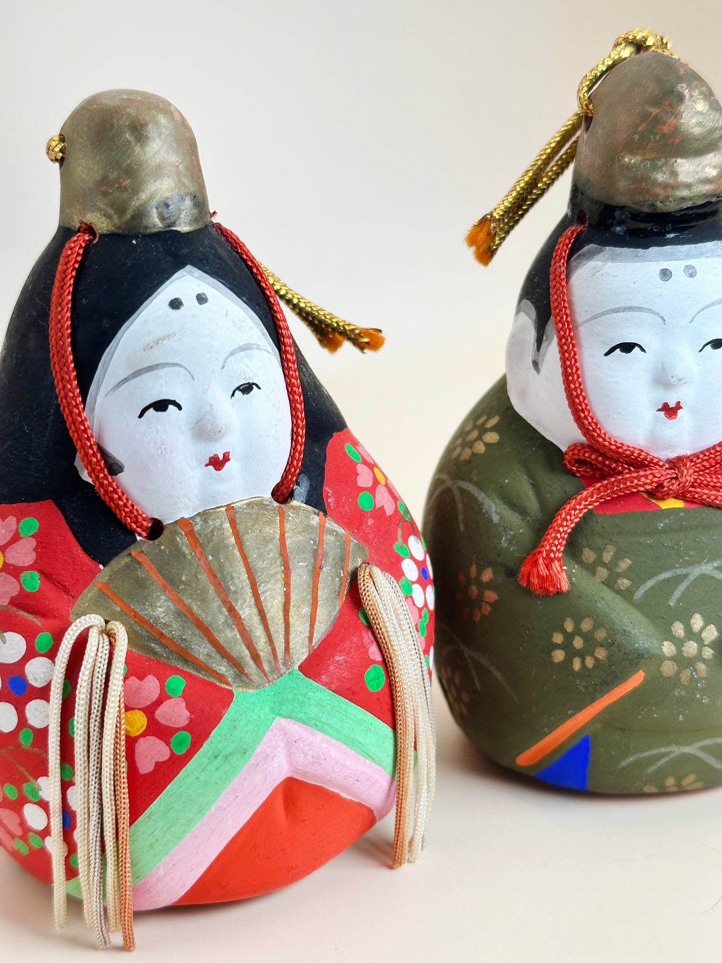 CB090 - Hina Doll Pair Clay Bells by Harada Hanzō 原田半蔵