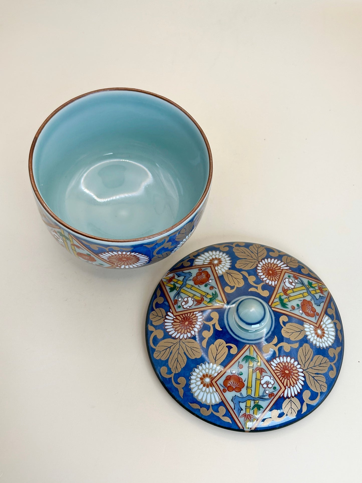 TB72 - Vaso de bambú Arita-yaki con tapa 有田焼