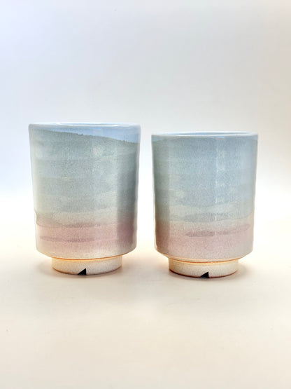 TB75 - Hagi-yaki Yunomi Tea Cups by Tsubaki Shūen 椿秀窯