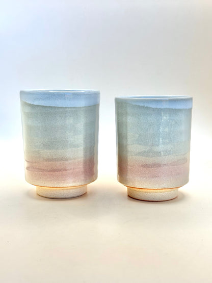 TB75 - Hagi-yaki Yunomi Tea Cups by Tsubaki Shūen 椿秀窯