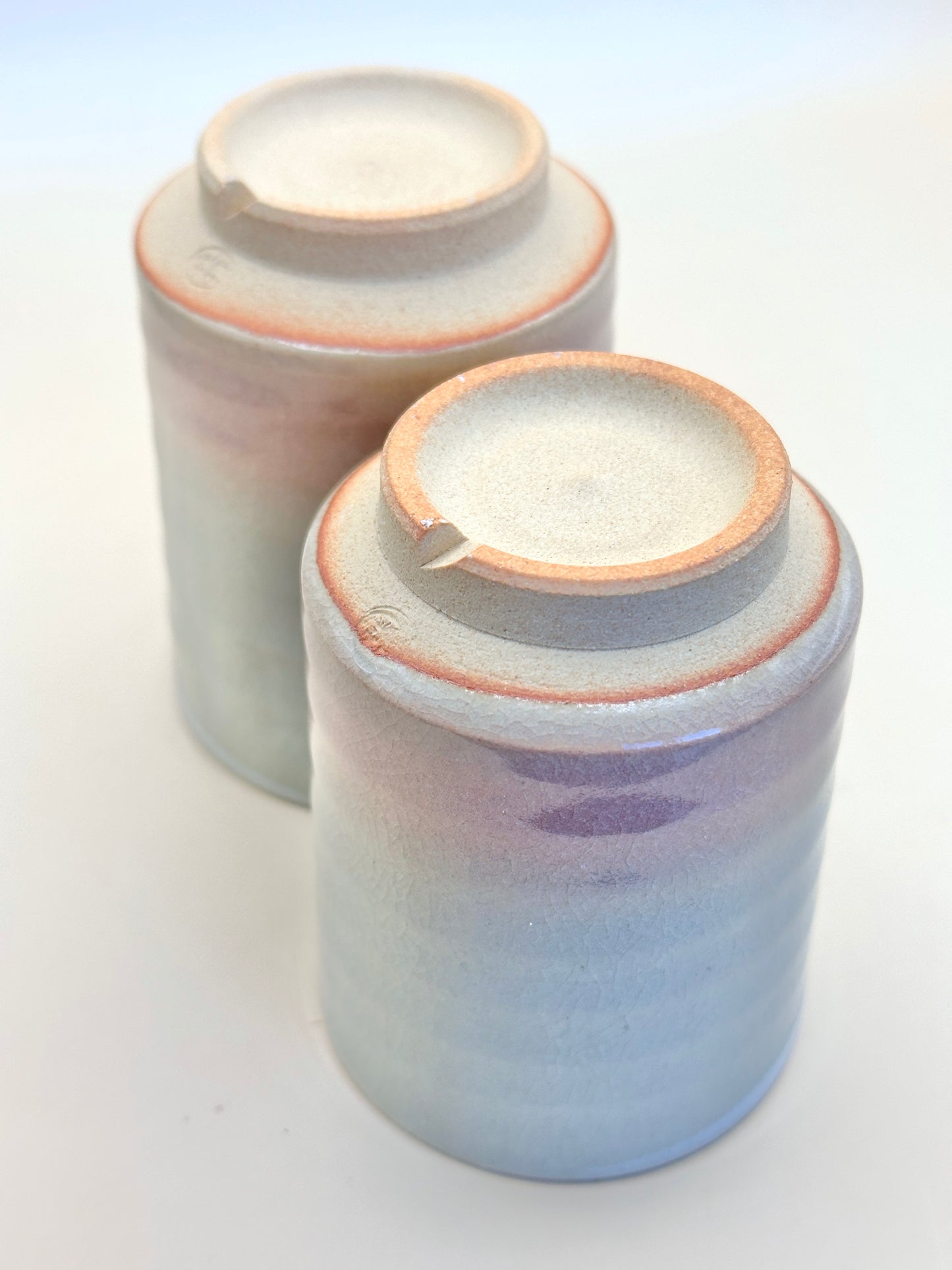 TB75 - Hagi-yaki Yunomi Tea Cups by Tsubaki Shūen 椿秀窯