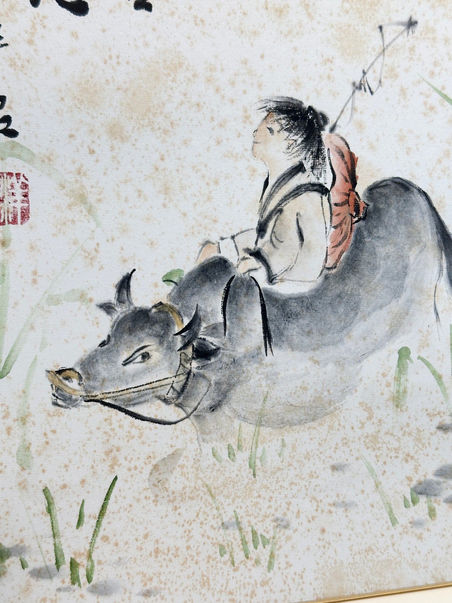SHP183 - Shikishi Art Ox and Shepherd Boy by Yōshō 洋昭