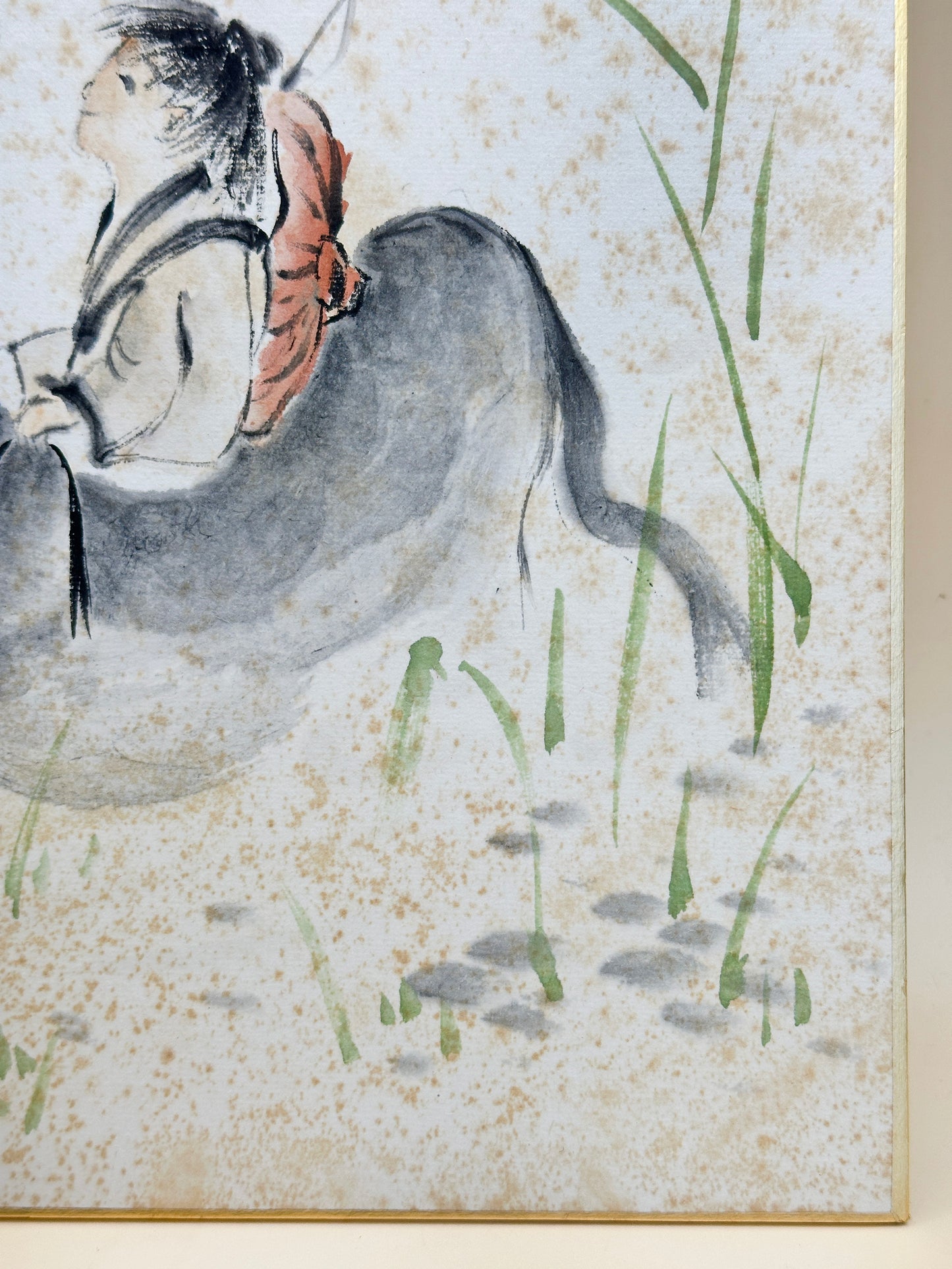 SHP183 - Shikishi Art Ox and Shepherd Boy by Yōshō 洋昭