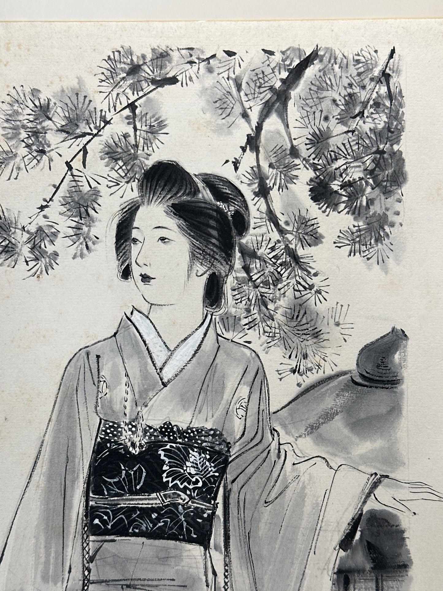 SHP289 - Obra de arte Shikishi Shōka Bijin-zu (Pintura de una hermosa dama bajo un pino)
