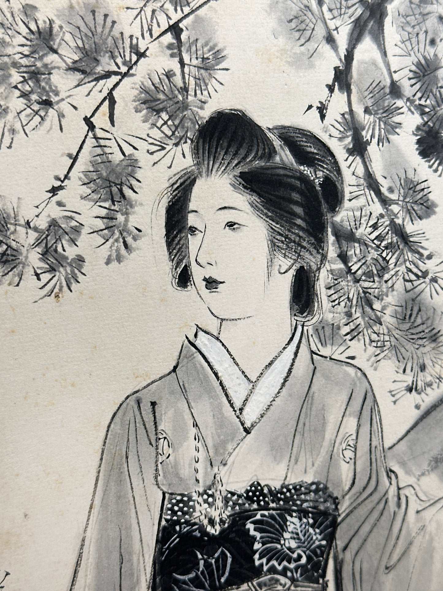 SHP289 - Obra de arte Shikishi Shōka Bijin-zu (Pintura de una hermosa dama bajo un pino)