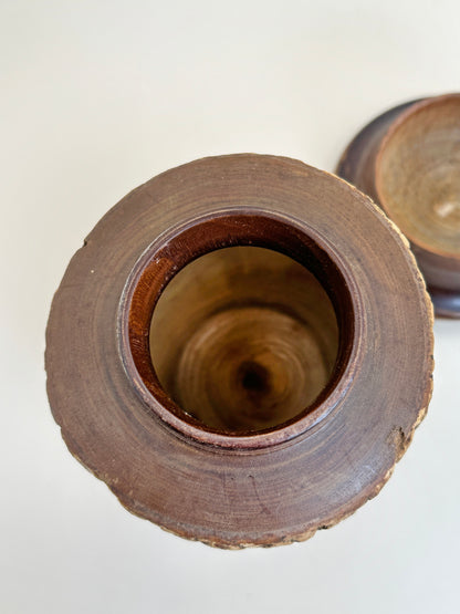 TB94 - Itto-bori Paulownia Wood Tea Caddy 一刀彫 茶筒