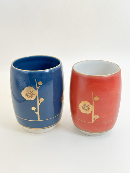 TB375 - Tachikichi Plum Blossom Yunomi Tea Cup Pair たち吉
