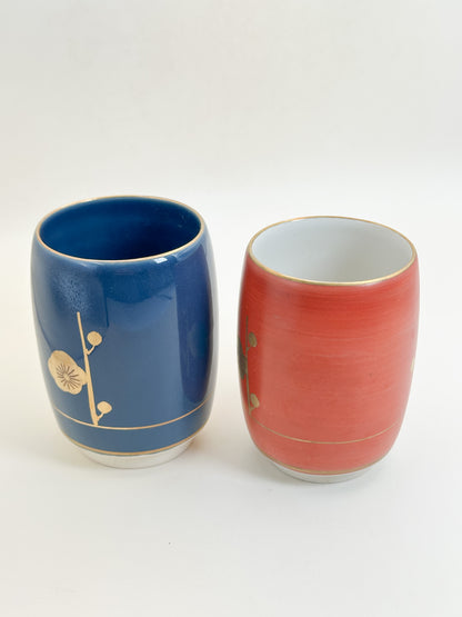 TB375 - Tachikichi Plum Blossom Yunomi Tea Cup Pair たち吉
