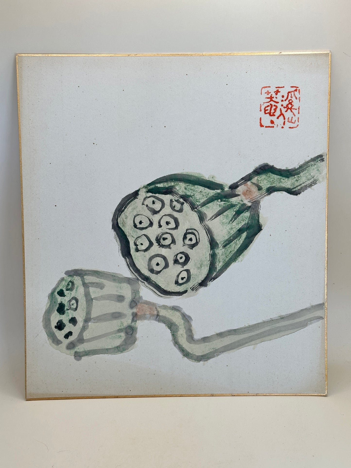SHP207 - Lotus Pods Ink Painting Shikishi artwork Card