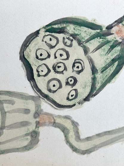 SHP207 - Lotus Pods Ink Painting Shikishi artwork Card