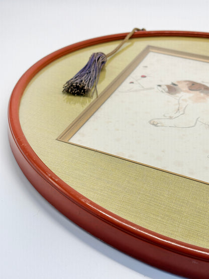 SHP204 - Japan Shikishi Circle Frame - Dog and Plum Blossoms 梅