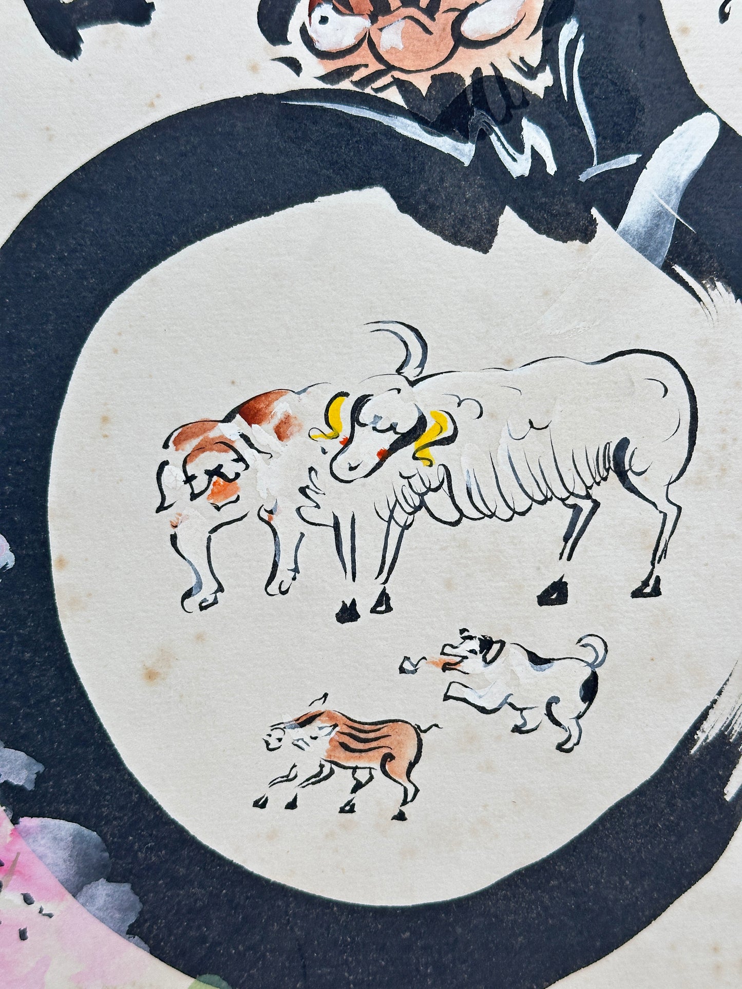 SHP206 - Shikishi – Daruma and Animals by Gashū 雅秀