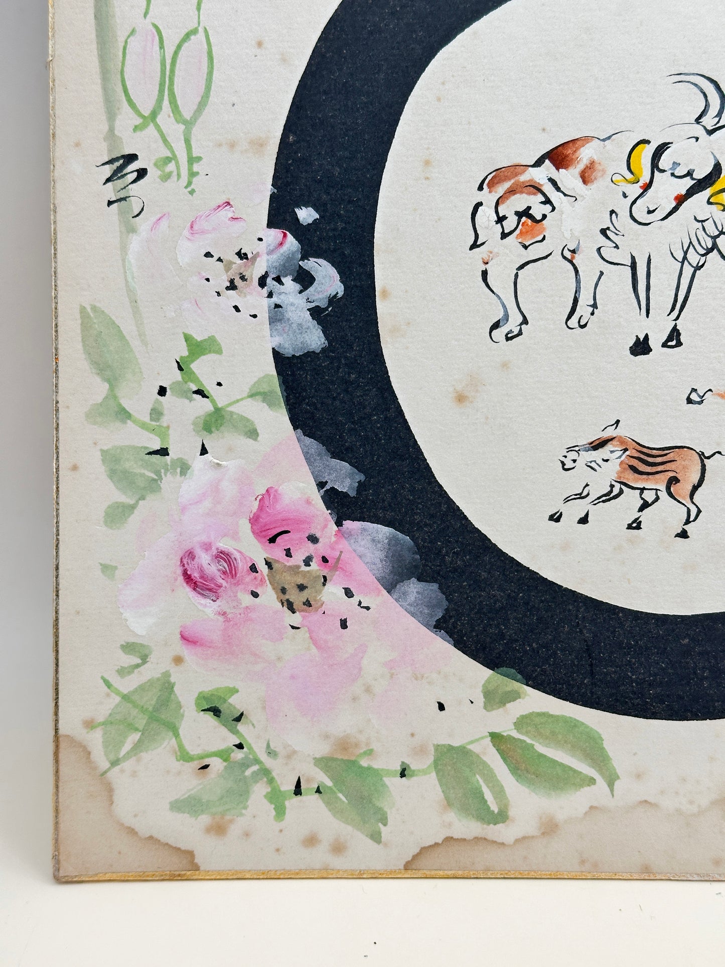 SHP206 - Shikishi – Daruma and Animals by Gashū 雅秀