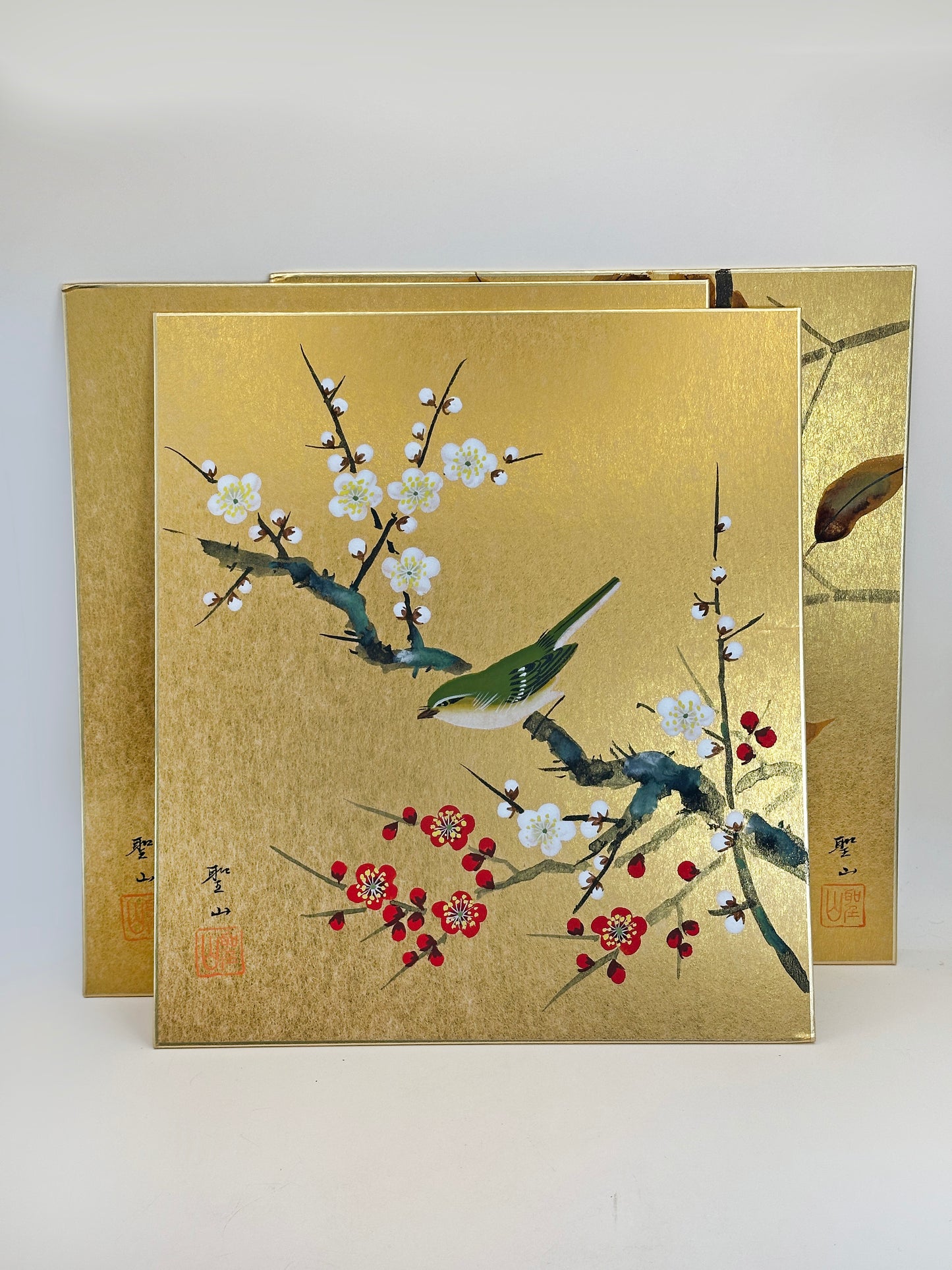 SHP208 - Set of Three Shikishi by 葛谷聖山 (Kuzuya Seizan)